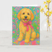 Preppy Golden Doodle Karte (Gelbe Blume)