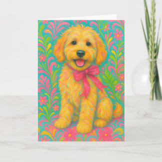 Preppy Golden Doodle Karte