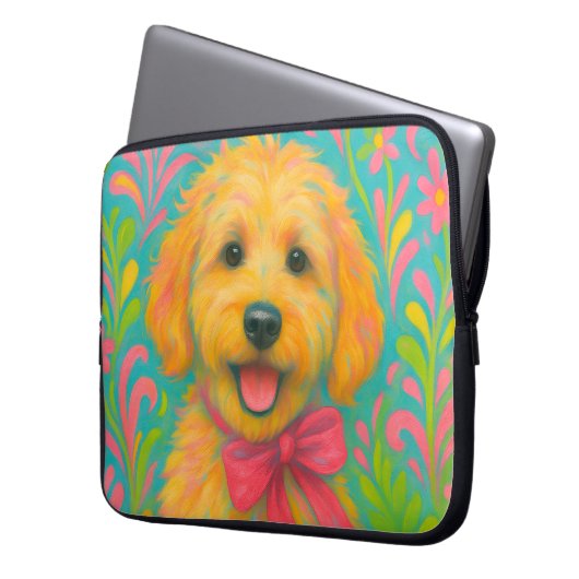 Preppy Golden Doodle Laptopschutzhülle (Vorderseite Links)