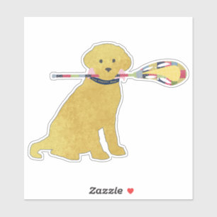 Preppy Golden Retriever Lacrosse Dose Custom Cut Aufkleber