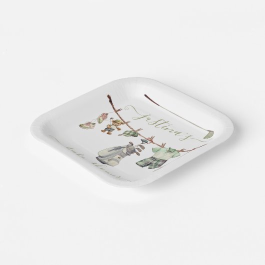 Preppy Golf Baby Shower Clothesline Pappteller (Gewinkelt)