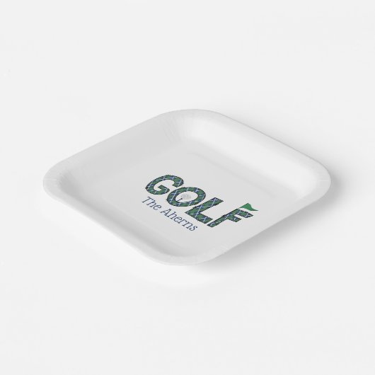 Preppy Golf Blue Green Rauten Custom Pappteller (Gewinkelt)