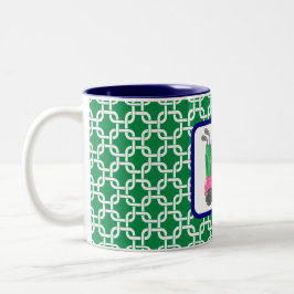 Preppy Golf Cart Green White Link Muster Golfer Zweifarbige Tasse