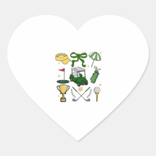 Preppy Golf Coquette Herz-Aufkleber