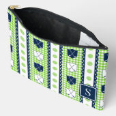 Preppy Golf Crest Gingham - Limette & Navy Zubehörtasche (Offen)