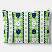 Preppy Golf Crest Gingham - Limette & Navy Zubehörtasche (Rückseite)