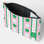 Preppy Golf Crest Gingham - Rosa & Grün Zubehörtasche (Offen)