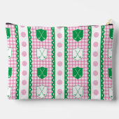 Preppy Golf Crest Gingham - Rosa & Grün Zubehörtasche (Rückseite)