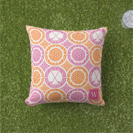 Preppy Golf Damask - Bälle & Schläger - Orange & P Kissen