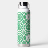 Preppy Golf Damask – Balls & Clubs - Green & White Trinkflasche (Rückseite)