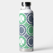 Preppy Golf Damask – Balls & Clubs in Navy Green Trinkflasche (Rechts)