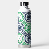 Preppy Golf Damask – Balls & Clubs in Navy Green Trinkflasche (links)