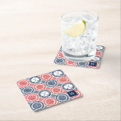 Preppy Golf Damask - Balls & Clubs in Navy & Red Rechteckiger Pappuntersetzer (Vor Ort)