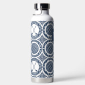 Preppy Golf Damask – Balls & Clubs in Navy White Trinkflasche (Rechts)
