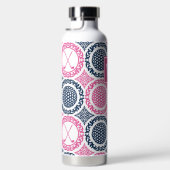 Preppy Golf Damask – Balls & Clubs in Pink Navy Trinkflasche (Rechts)