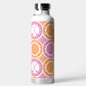 Preppy Golf Damask – Balls & Clubs - Orange & Pink Trinkflasche (Rechts)