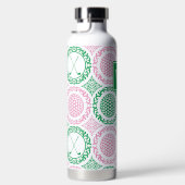 Preppy Golf Damask – Balls & Clubs - Pink & Green Trinkflasche (Rechts)