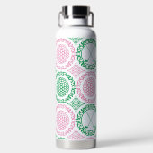 Preppy Golf Damask – Balls & Clubs - Pink & Green Trinkflasche (Rückseite)