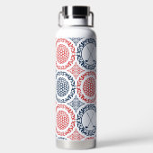 Preppy Golf Damask – Balls & Clubs - Red & Navy Trinkflasche (Rückseite)