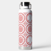 Preppy Golf Damask – Balls & Clubs - Red & White Trinkflasche (Rückseite)