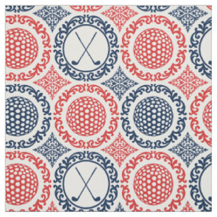 Preppy Golf Damast - Rot & Navy Stoff