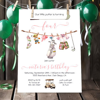 Preppy Golf Girl Birthday Party Einladung