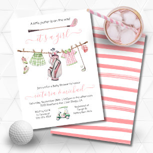 Preppy Golf Girl Girly Babydusche Einladung