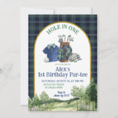 Preppy Golf Hole in One First Birthday Invitation Einladung (Vorderseite)