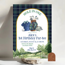Preppy Golf Hole in One First Birthday Invitation Einladung