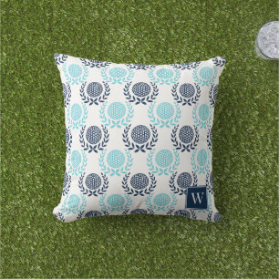 Preppy Golf Lorbeerkranz - Marineblau & Türkis Kissen