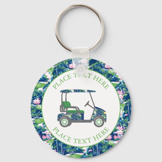 Preppy Golf Print Golf Cart Schlüsselanhänger (Vorderseite)