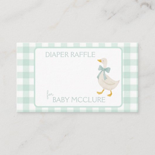 Preppy Goose Baby Shower Diaper Raffle Begleitkarte (Vorderseite)