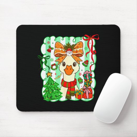 Preppy Gooses Bow Xmas Tree Funny Christmas Girl W Mousepad (Mit Mouse)