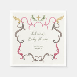 Preppy Grandmillenial Maximalist Frame Baby Shower Serviette
