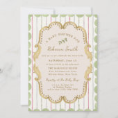 Preppy Grandmillennial Botanical Frame Baby Shower Einladung (Vorderseite)