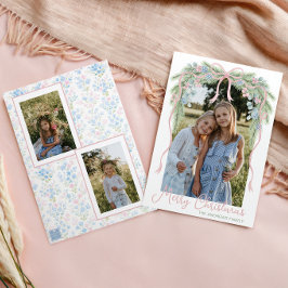 Preppy Grandmillennial Christmas Bow Swag Foto Feiertagskarte