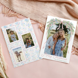 Preppy Grandmillennial Christmas Bow Swag Foto Feiertagskarte