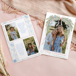 Preppy Grandmillennial Christmas Bow Swag Foto Feiertagskarte