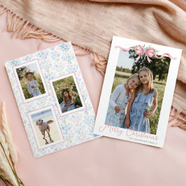 Preppy Grandmillennial Christmas Bow Swag Foto Feiertagskarte