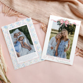 Preppy Grandmillennial Christmas Bow Swag Foto Feiertagskarte