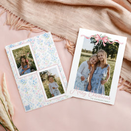 Preppy Grandmillennial Christmas Bow Swag Foto Feiertagskarte