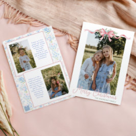 Preppy Grandmillennial Christmas Bow Swag Foto Feiertagskarte