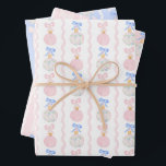 Preppy Grandmillennial Christmas Bulls and Bows Geschenkpapier Set<br><div class="desc">Preppy Grandmillennial Christmas Bulls and Bows Wrapping Paper</div>