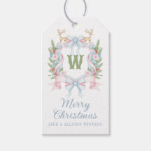 Preppy Grandmillennial Christmas Monogram Wappen