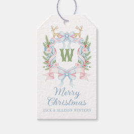 Preppy Grandmillennial Christmas Monogram Wappen Geschenkanhänger