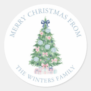 Preppy Grandmillennial Christmas Tree Gift Runder Aufkleber