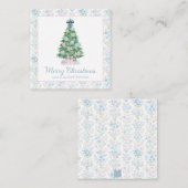 Preppy Grandmillennial Christmas Tree Mitteilungskarte (Vorne/Hinten)