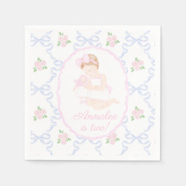 Preppy Grandmillennial Doland Me Pink Bows Serviette