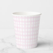 Preppy Grandmillennial Dolly and Me Pink Gingham Pappbecher (Rückseite)