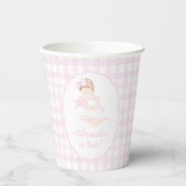 Preppy Grandmillennial Dolly and Me Pink Gingham Pappbecher